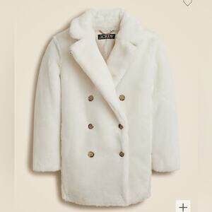 J. Crew NWT Women's Faux Fur Peacoat in Ivory Size 2X